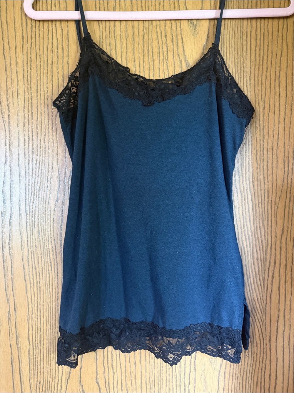 Deb Navy Blue Camisole with Black Lace Trim